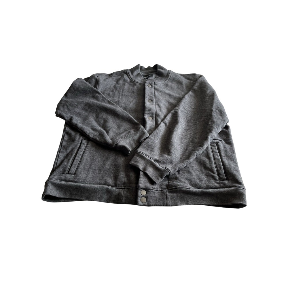 Bonobos Men's Gray Snap Front Bomber Jacket Large Fleece Lined Sweatshirt Coat